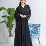 Beautifull Black Abaya With Heavy Embroidery And Chiffon Fabric Suitable For Parties 122