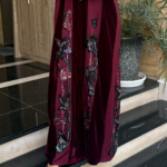 Beautiful Maroon Abaya With Heavy Embroidery 118